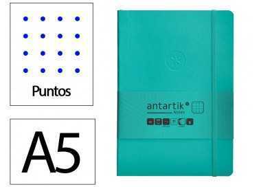 Cuaderno con gomilla antartik notes tapa blanda a5 hojas puntos turquesa 80 hojas 80 gr fsc