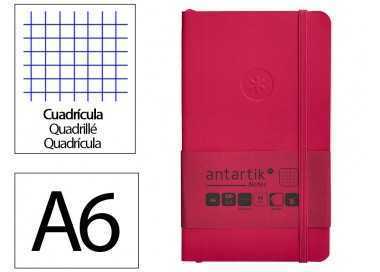 Cuaderno con gomilla antartik notes tapa blanda a6 cuadricula burdeos 100 hojas 80 gr fsc