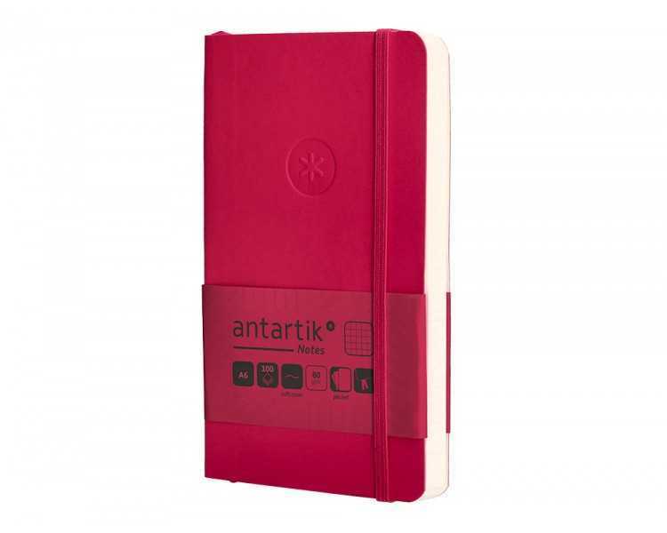 Cuaderno con gomilla antartik notes tapa blanda a6 cuadricula burdeos 100 hojas 80 gr fsc