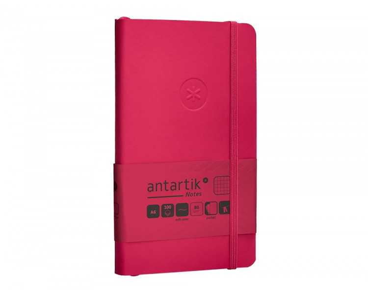 Cuaderno con gomilla antartik notes tapa blanda a6 cuadricula burdeos 100 hojas 80 gr fsc