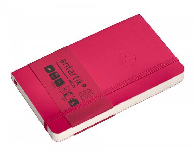 Cuaderno con gomilla antartik notes tapa blanda a6 cuadricula burdeos 100 hojas 80 gr fsc