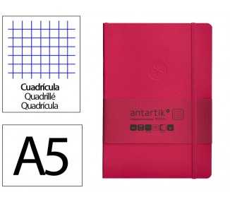 Cuaderno con gomilla antartik notes tapa blanda a5 hojas cuadricula burdeos 80 hojas 80 gr fsc