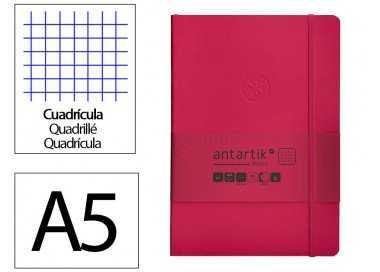 Cuaderno con gomilla antartik notes tapa blanda a5 hojas cuadricula burdeos 80 hojas 80 gr fsc