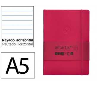 Cuaderno con gomilla antartik notes tapa blanda a5 hojas rayas burdeos 80 hojas 80 gr fsc