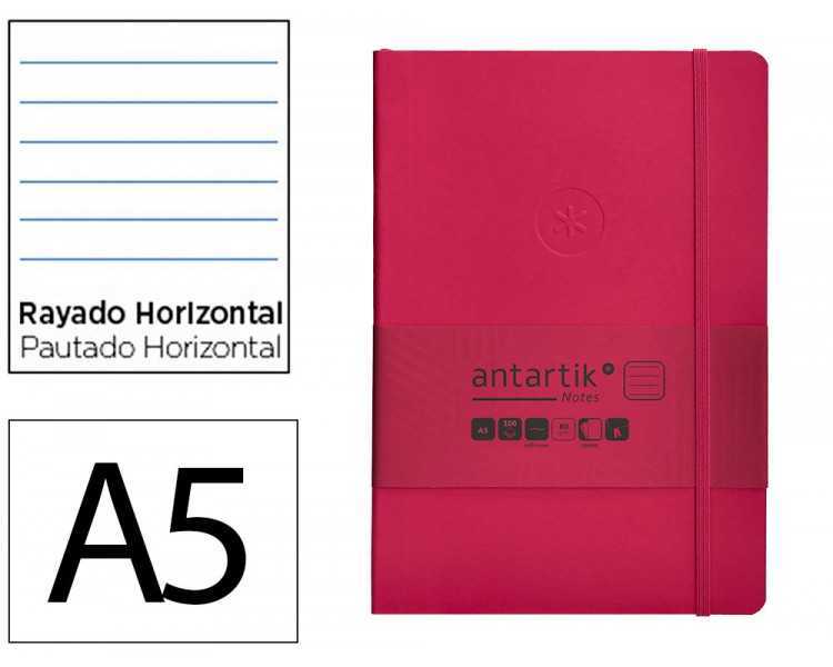 Cuaderno con gomilla antartik notes tapa blanda a5 hojas rayas burdeos 80 hojas 80 gr fsc