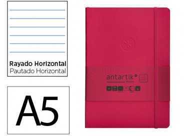 Cuaderno con gomilla antartik notes tapa blanda a5 hojas rayas burdeos 80 hojas 80 gr fsc