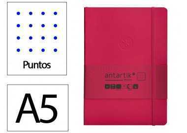 Cuaderno con gomilla antartik notes tapa blanda a5 hojas puntos burdeos 80 hojas 80 gr fsc