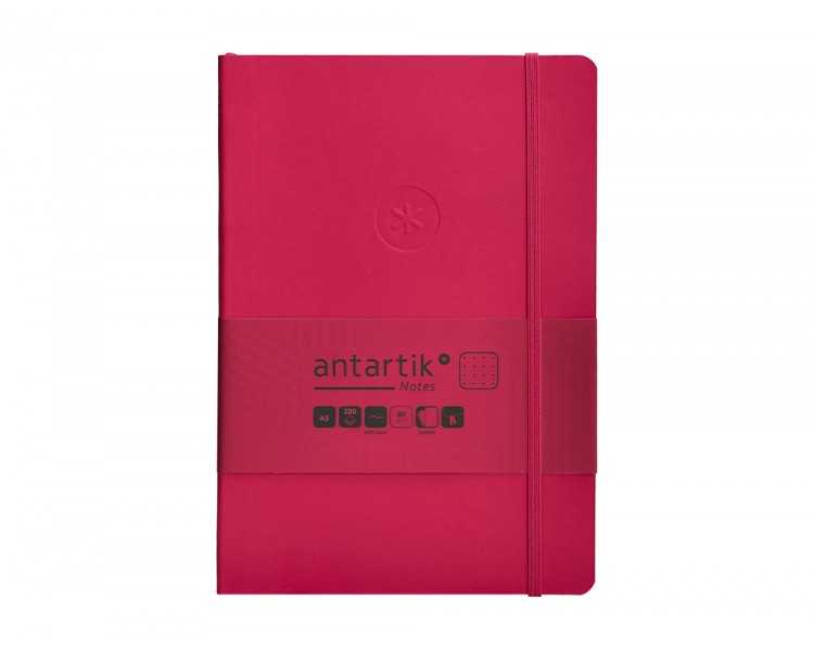 Cuaderno con gomilla antartik notes tapa blanda a5 hojas puntos burdeos 80 hojas 80 gr fsc