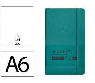 Cuaderno con gomilla antartik notes tapa blanda a6 hojas lisas verde aguamarina 100 hojas 80 gr fsc
