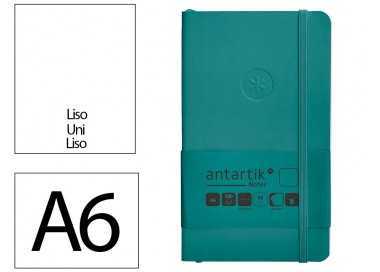 Cuaderno con gomilla antartik notes tapa blanda a6 hojas lisas verde aguamarina 100 hojas 80 gr fsc