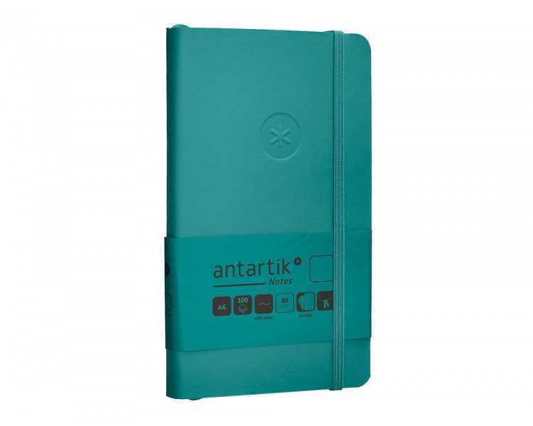 Cuaderno con gomilla antartik notes tapa blanda a6 hojas lisas verde aguamarina 100 hojas 80 gr fsc