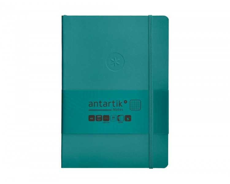 Cuaderno con gomilla antartik notes tapa blanda a5 hojas cuadricula verde aguamarina 80 hojas 80 gr fsc