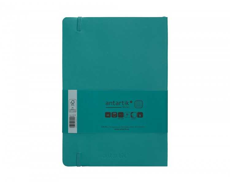 Cuaderno con gomilla antartik notes tapa blanda a5 hojas cuadricula verde aguamarina 80 hojas 80 gr fsc