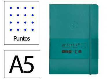 Cuaderno con gomilla antartik notes tapa blanda a5 hojas puntos verde aguamarina 80 hojas 80 gr fsc