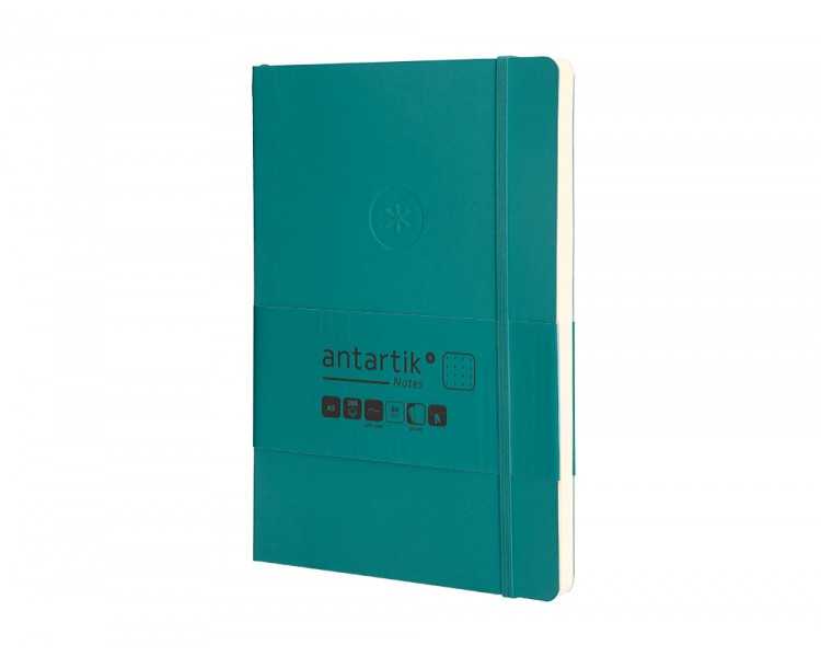 Cuaderno con gomilla antartik notes tapa blanda a5 hojas puntos verde aguamarina 80 hojas 80 gr fsc
