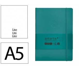 Cuaderno con gomilla antartik notes tapa blanda a5 hojas lisas verde aguamarina 80 hojas 80 gr fsc