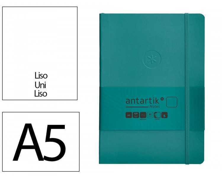 Cuaderno con gomilla antartik notes tapa blanda a5 hojas lisas verde aguamarina 80 hojas 80 gr fsc