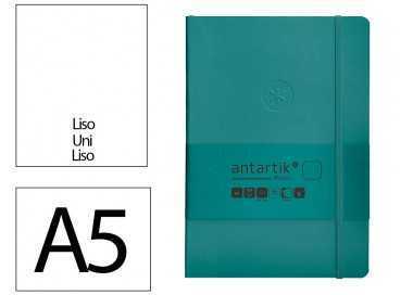 Cuaderno con gomilla antartik notes tapa blanda a5 hojas lisas verde aguamarina 80 hojas 80 gr fsc
