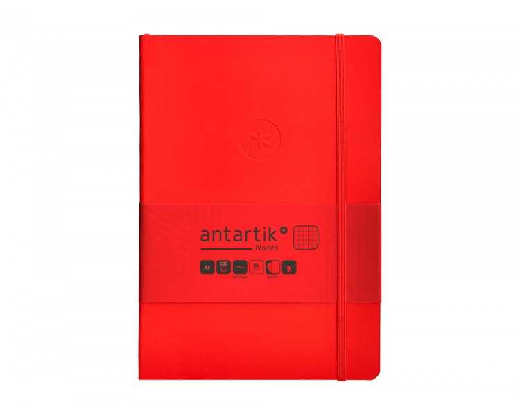 Cuaderno con gomilla antartik notes tapa blanda a5 hojas cuadricula rojo 80 hojas 80 gr fsc