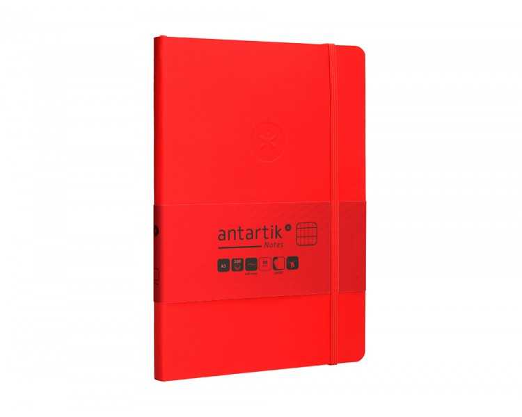 Cuaderno con gomilla antartik notes tapa blanda a5 hojas cuadricula rojo 80 hojas 80 gr fsc