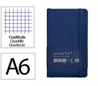 Cuaderno con gomilla antartik notes tapa blanda a6 cuadricula azul marino 100 hojas 80 gr fsc