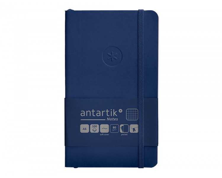 Cuaderno con gomilla antartik notes tapa blanda a6 cuadricula azul marino 100 hojas 80 gr fsc