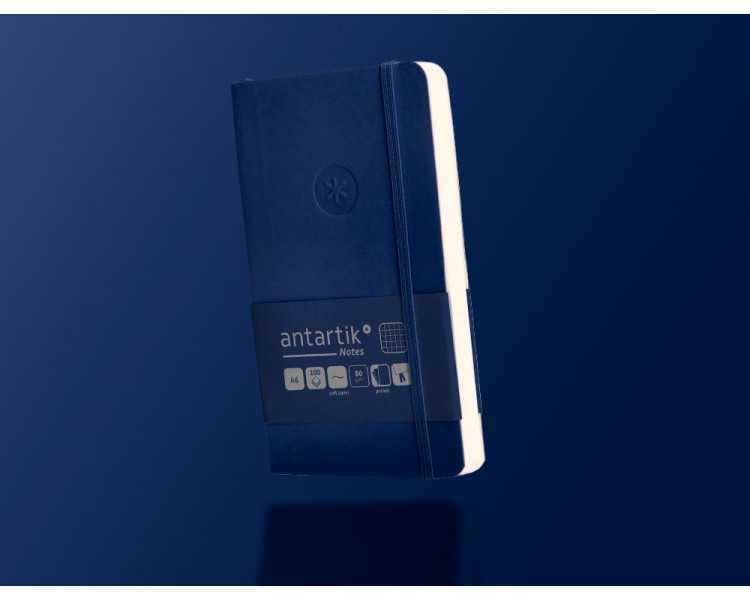 Cuaderno con gomilla antartik notes tapa blanda a6 cuadricula azul marino 100 hojas 80 gr fsc