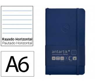 Cuaderno con gomilla antartik notes tapa blanda a6 rayas azul marino 100 hojas 80 gr fsc