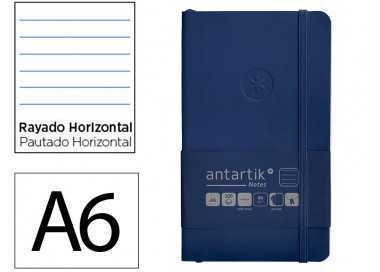 Cuaderno con gomilla antartik notes tapa blanda a6 rayas azul marino 100 hojas 80 gr fsc