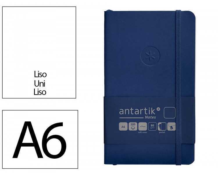 Cuaderno con gomilla antartik notes tapa blanda a6 hojas lisas azul marino 100 hojas 80 gr fsc