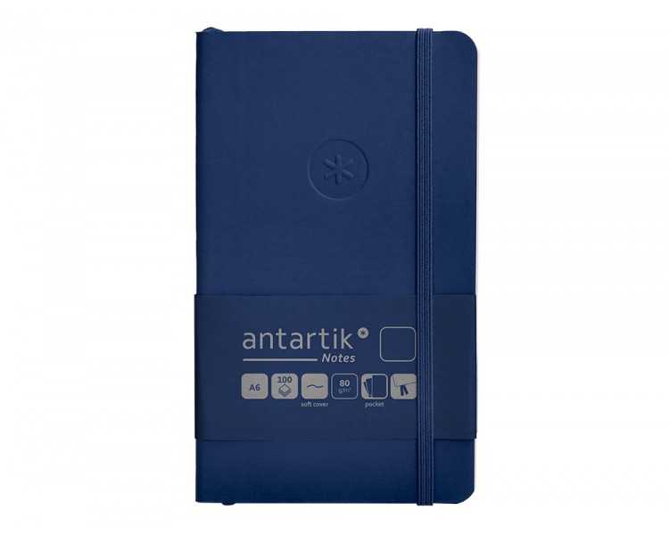Cuaderno con gomilla antartik notes tapa blanda a6 hojas lisas azul marino 100 hojas 80 gr fsc
