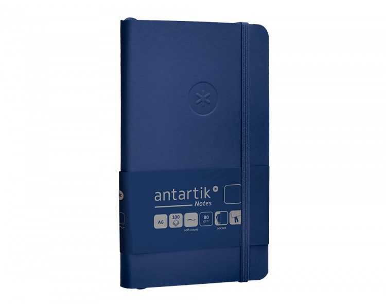 Cuaderno con gomilla antartik notes tapa blanda a6 hojas lisas azul marino 100 hojas 80 gr fsc
