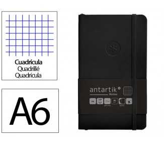 Cuaderno con gomilla antartik notes tapa blanda a6 cuadricula negro 100 hojas 80 gr fsc
