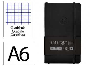 Cuaderno con gomilla antartik notes tapa blanda a6 cuadricula negro 100 hojas 80 gr fsc