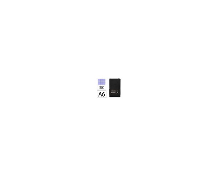 Cuaderno con gomilla antartik notes tapa blanda a6 cuadricula negro 100 hojas 80 gr fsc