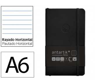 Cuaderno con gomilla antartik notes tapa blanda a6 rayas negro 100 hojas 80 gr fsc