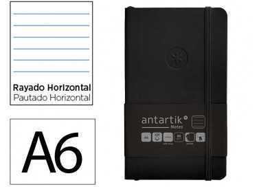 Cuaderno con gomilla antartik notes tapa blanda a6 rayas negro 100 hojas 80 gr fsc