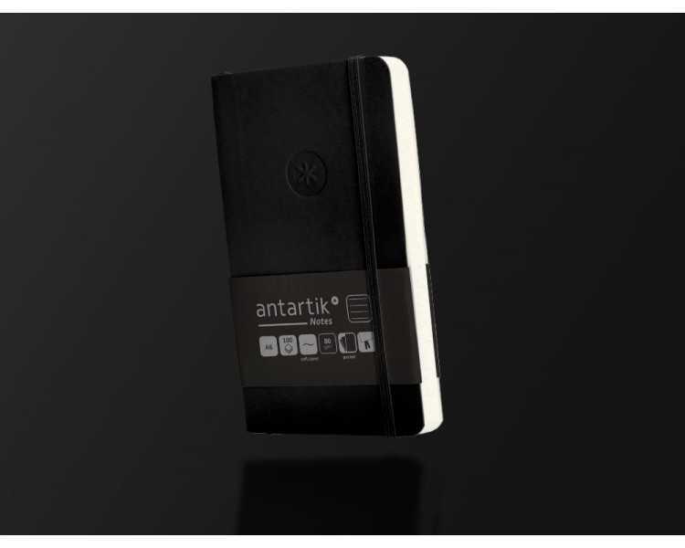 Cuaderno con gomilla antartik notes tapa blanda a6 rayas negro 100 hojas 80 gr fsc