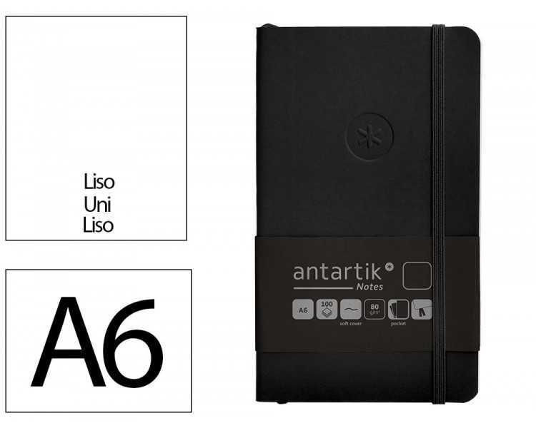 Cuaderno con gomilla antartik notes tapa blanda a6 hojas lisas negro 100 hojas 80 gr fsc
