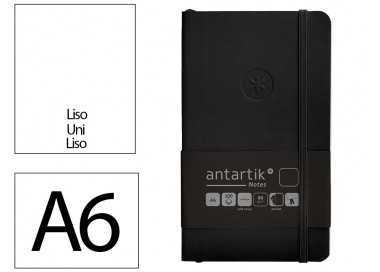 Cuaderno con gomilla antartik notes tapa blanda a6 hojas lisas negro 100 hojas 80 gr fsc
