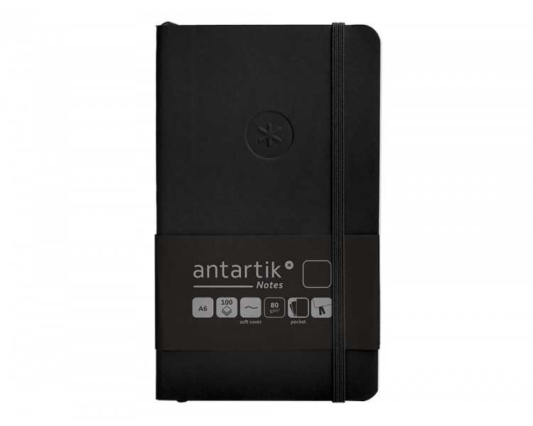 Cuaderno con gomilla antartik notes tapa blanda a6 hojas lisas negro 100 hojas 80 gr fsc