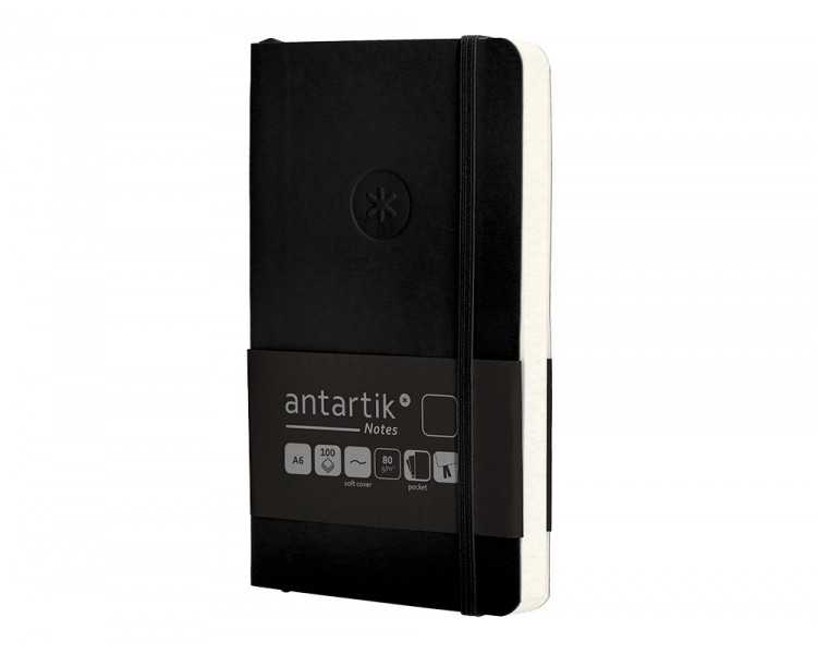 Cuaderno con gomilla antartik notes tapa blanda a6 hojas lisas negro 100 hojas 80 gr fsc