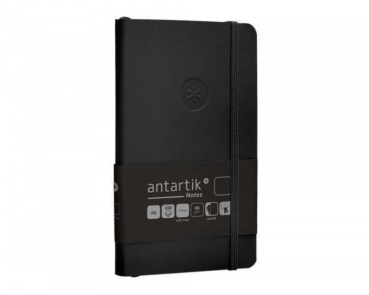 Cuaderno con gomilla antartik notes tapa blanda a6 hojas lisas negro 100 hojas 80 gr fsc