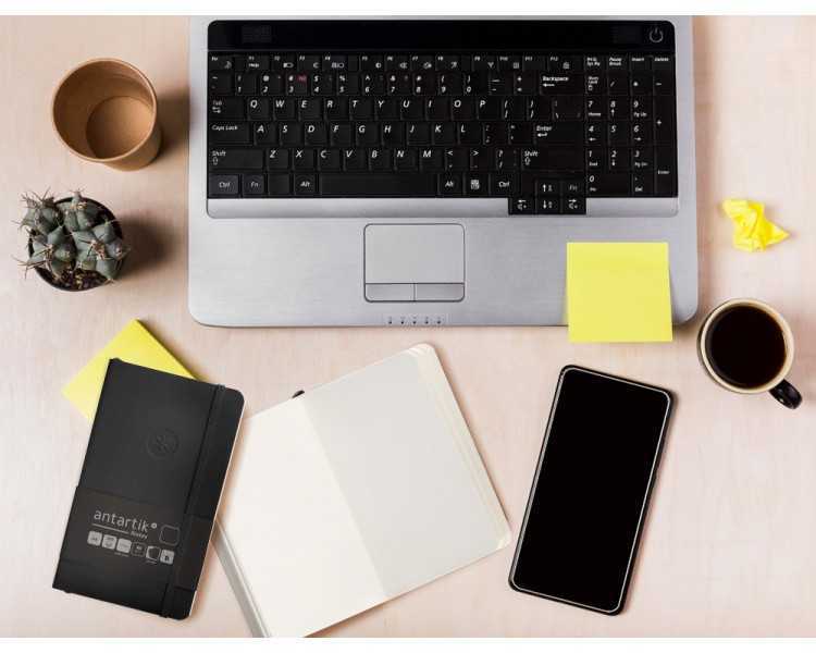 Cuaderno con gomilla antartik notes tapa blanda a6 hojas lisas negro 100 hojas 80 gr fsc