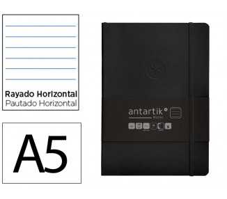 Cuaderno con gomilla antartik notes tapa blanda a5 hojas rayas negro 80 hojas 80 gr fsc