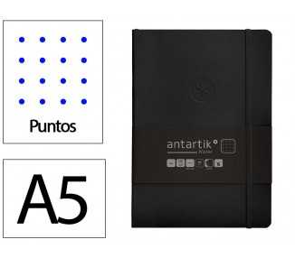 Cuaderno con gomilla antartik notes tapa blanda a5 hojas puntos negro 80 hojas 80 gr fsc