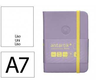 Cuaderno con gomilla antartik notes tapa dura a7 hojas lisas morado y amarillo 80 hojas 80 gr fsc