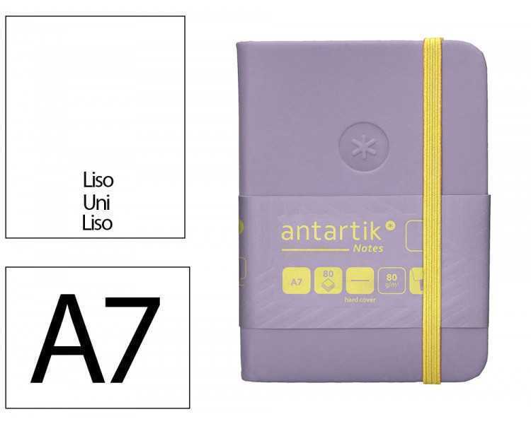 Cuaderno con gomilla antartik notes tapa dura a7 hojas lisas morado y amarillo 80 hojas 80 gr fsc