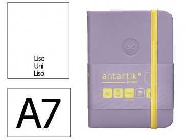 Cuaderno con gomilla antartik notes tapa dura a7 hojas lisas morado y amarillo 80 hojas 80 gr fsc
