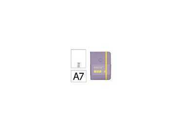 Cuaderno con gomilla antartik notes tapa dura a7 hojas lisas morado y amarillo 80 hojas 80 gr fsc